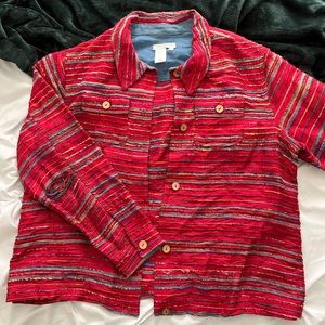Coldwater Creek red striped button up